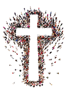 Cross made of people